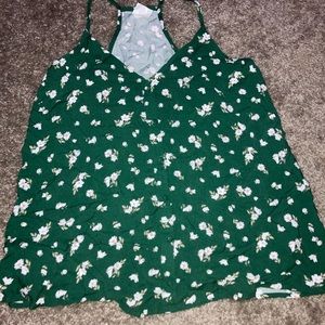 Green floral tank top